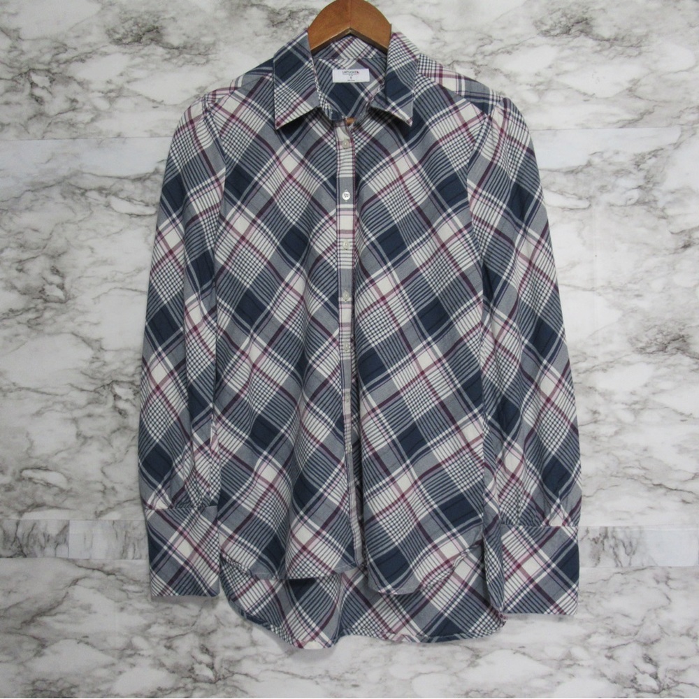 UNTUCKit Sarah Plaid Button Down Long Sleeve Shirt Size 6 Career